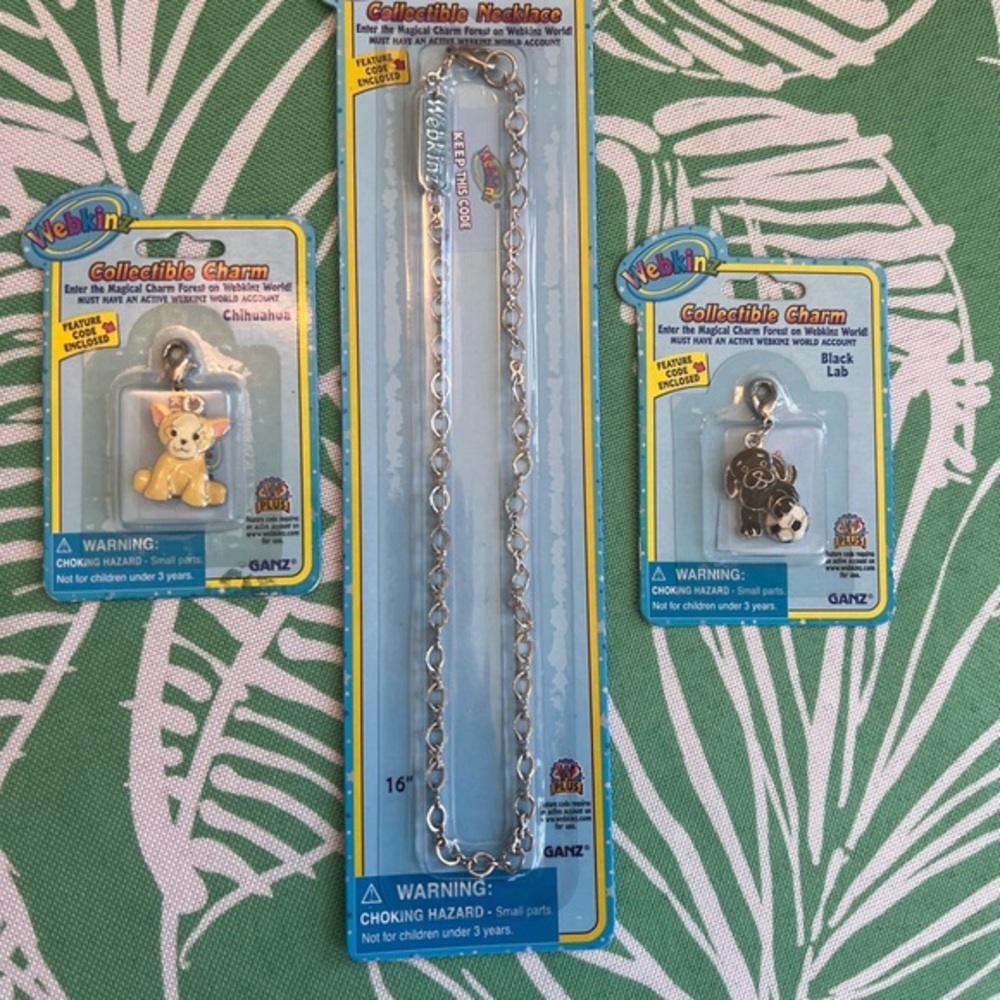 WEBKINZ Black Lab-Chihuahua Dog CHARM With Webkinz Necklace Set - NEW W/ SEALED